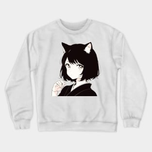 cute anime cat girl Crewneck Sweatshirt